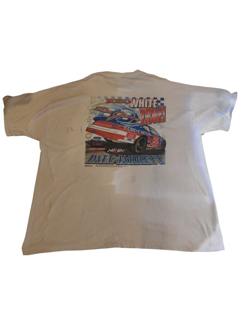 Vintage 1990s Dale Jarrett #88 NASCAR Red White & True Single Stitch T-Shirt 2XL